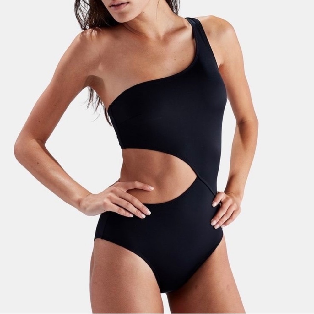 Solid and Striped Claudia Cut Out One Piece Swimsuit